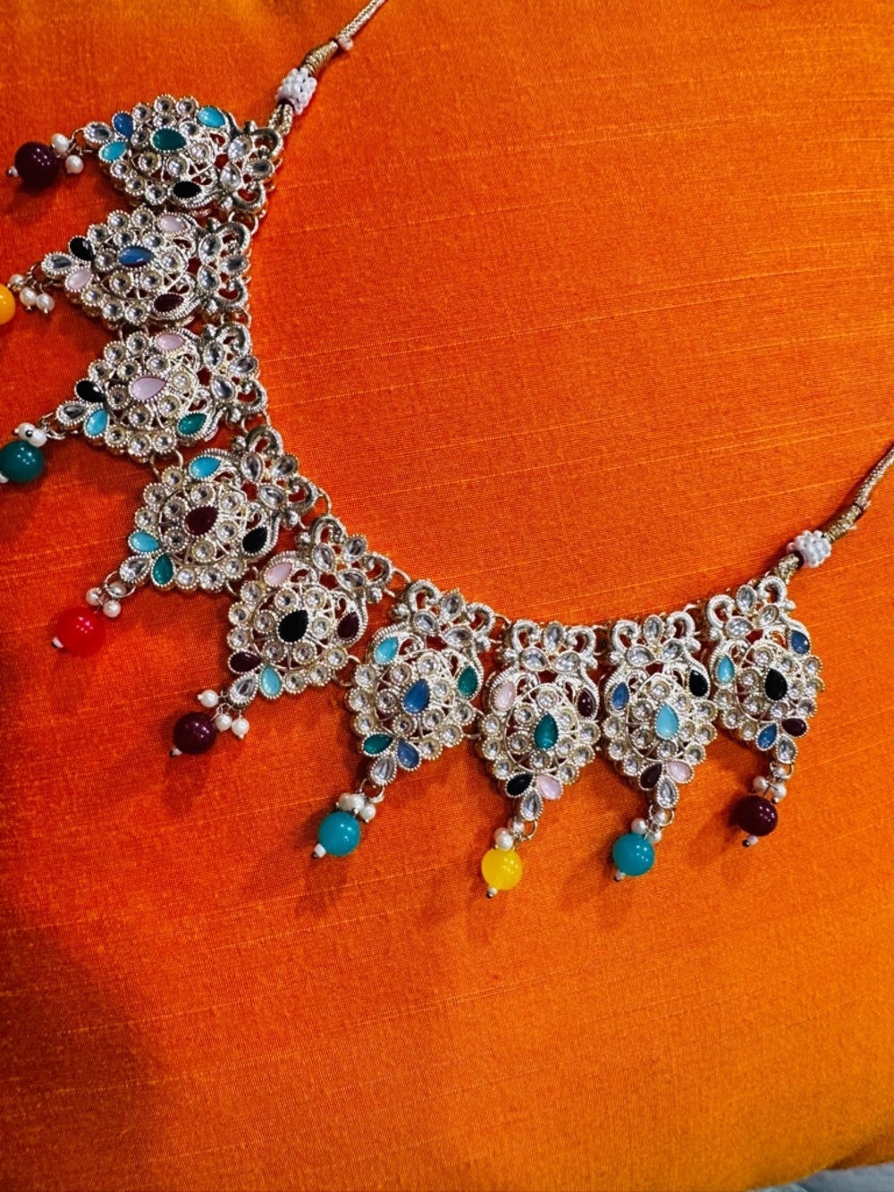 Multicolor Gemstone Kundan-Style Statement Necklace for Women